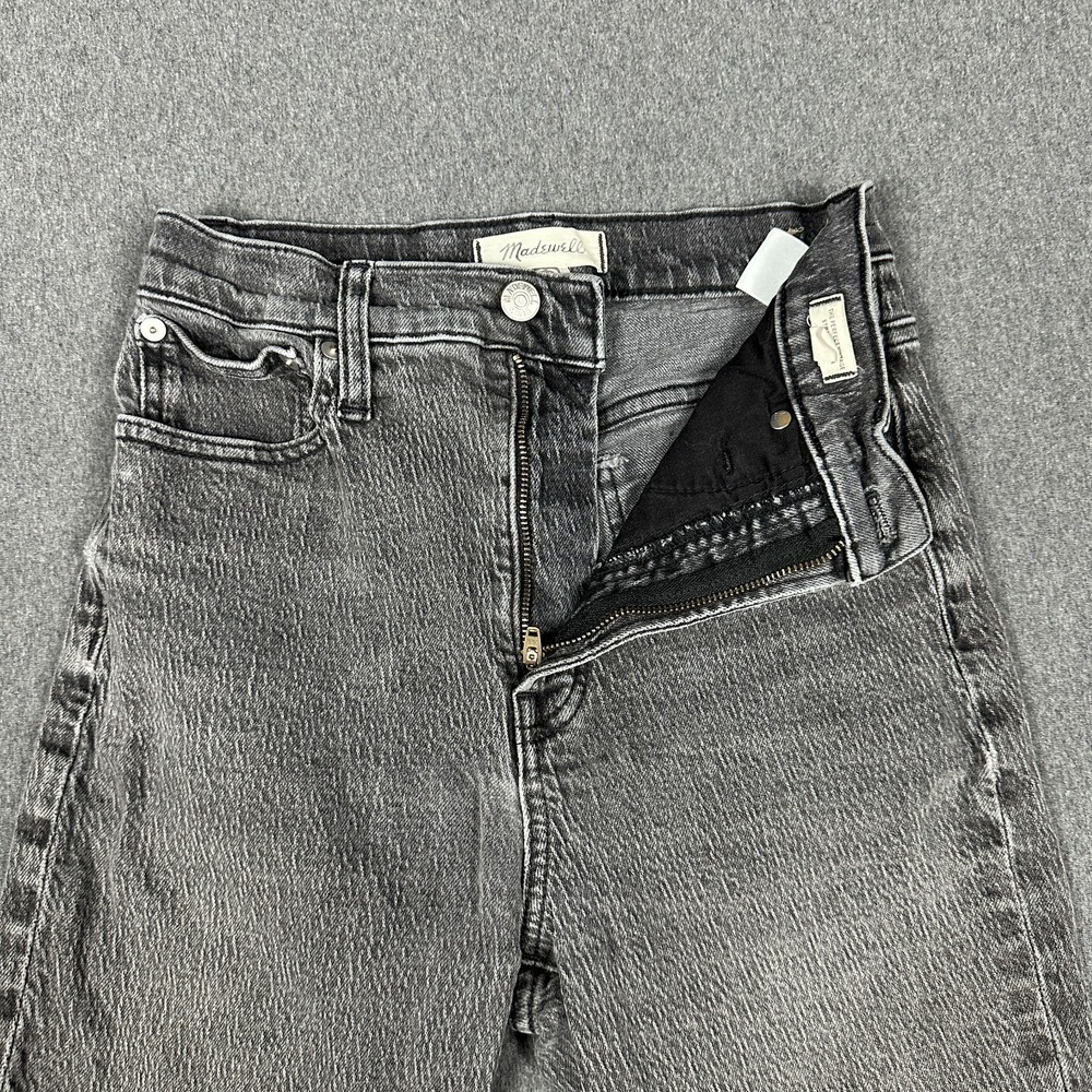 Madewell The Perfect Vintage Straight Jean Womens 25 Gray Wash Raw Hem Denim